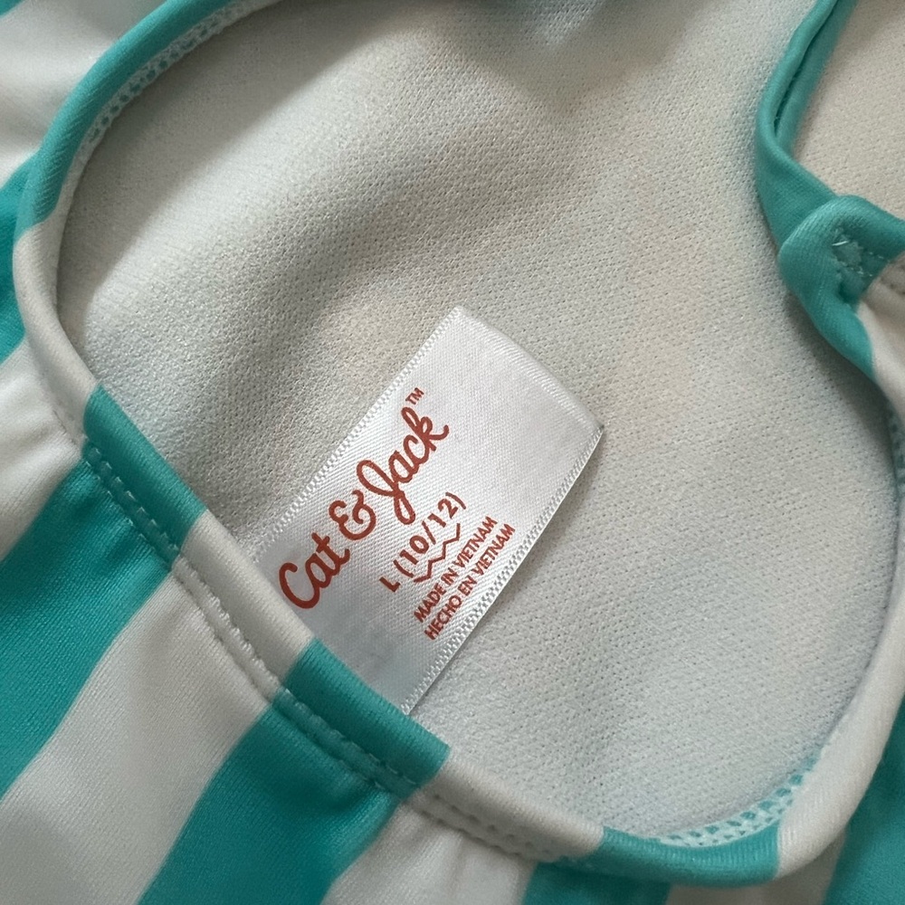 Cat & Jack Blue and White Striped One Piece Swimsuit - Picture 4 of 4